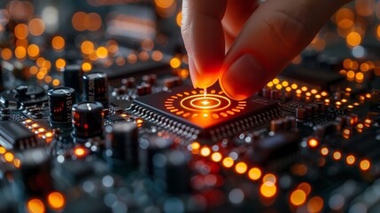 A quantum computing setup with a scientist manipulating qubits, harnessing the power of quantum mechanics for complex computational tasks