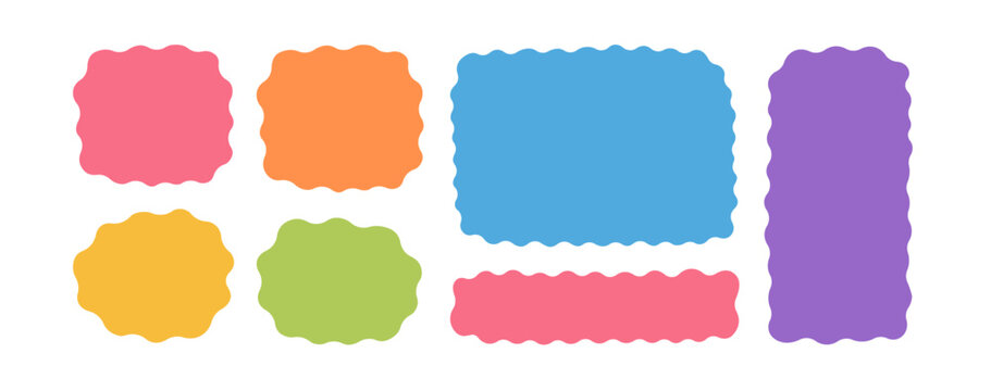 Set of hand drawn paper quote frames for text title. simple empty speech bubbles set. Colored shaped text box. Hand drawn doodle sketch style. Flat vector isolated illustration.	