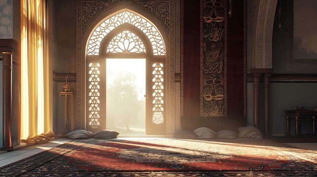 Beautiful mosque. Ramadan Kareem. generative ai