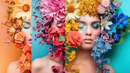 set of artistically made up women