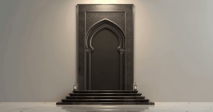 Beautiful view of the mosque at sunset. generative ai