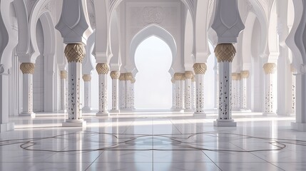 3d rendering of a mosque in islamic style with sunlight. Generated AI