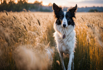 The Borzoi Borzoi dog poses with his whole body in nature