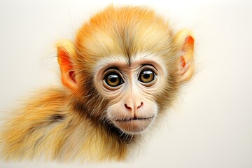 Monkey - A Basic Colored Pencil Drawing. Concept Animal Drawing, Colored Pencil Art, Monkey Illustration