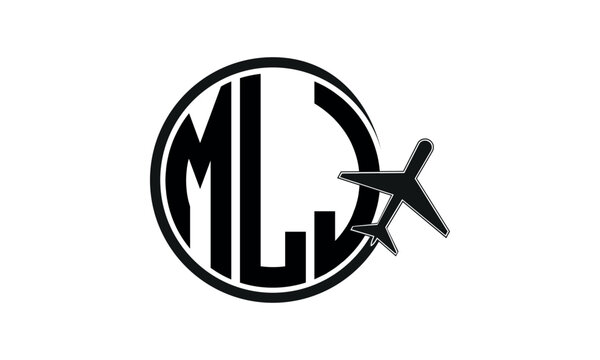 MLJ three initial letter circle tour & travel agency logo design vector template. hajj Umrah agency, abstract, wordmark, business, monogram, minimalist, brand, company, flat, tourism agency, tourist