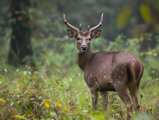 A large deer in the forest