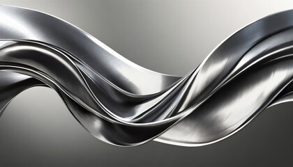Abstract fluid metal bent form. Metallic shiny curved wave in motion. Design element steel texture effect. - obrazy, fototapety, plakaty