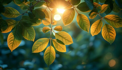 green leaves in sunlight. green leaves in the sun. green leaves background. leaves