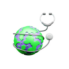 World Health Day icon 3d illustration or Health day icon 3d render or Health day app icon 3d render
