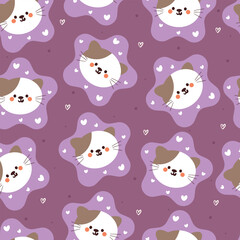 seamless pattern cartoon cats. cute animal wallpaper illustration for gift wrap paper