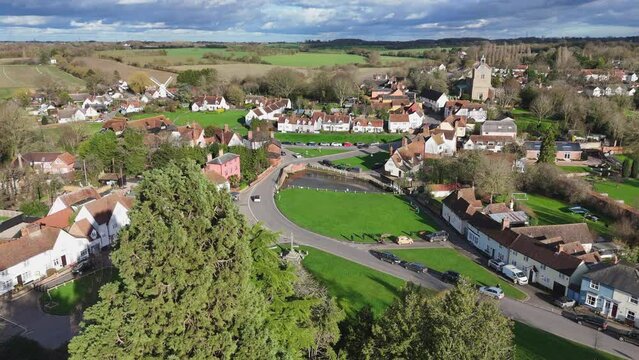 Finchingfield in Essex One of the Most Beautiful Villages in England Aerial View