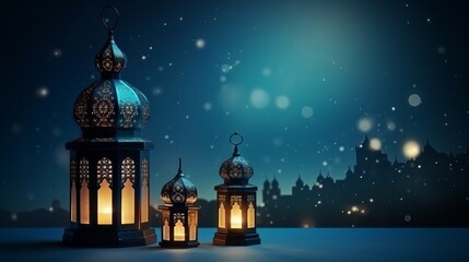 Fototapeta na wymiar Islamic greeting Eid Mubarak cards for Muslim Holidays.Eid-Ul-Adha festival celebration . Ramadan Kareem backgroundand with lanterns