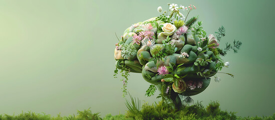 Brain shaped Topiary with Assorted Plants