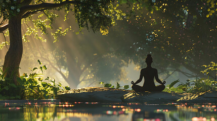Tranquil Meditation by the Lake at Dawn 