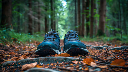 Hiking Journey Shoes on Forest Trail