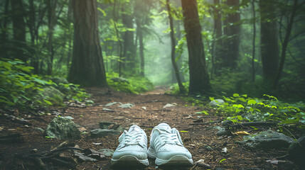 Trail Ready Hiking Shoes Amidst the Forest
