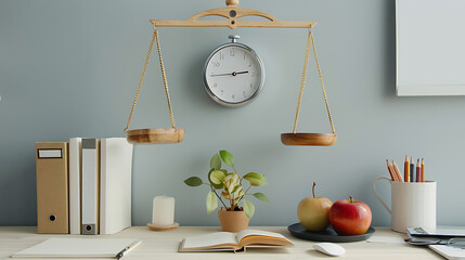 Minimalist Workspace with Time Management Concept