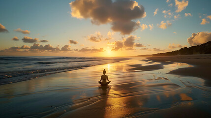 Serene Beach Meditation at Sunrise