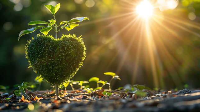 Heart shaped Topiary Tree Bathed in Sunlight