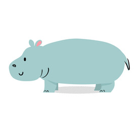 Cute hippo drawing. Drawing of a smiling hippo.