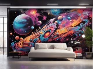 "Galactic Graffiti Fusion: AI-Generated Street Art Infused with Cosmic Vibes"