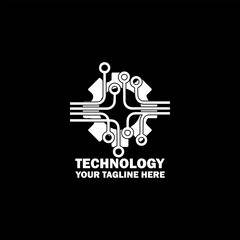 Abstract Initial Logo. White color isolated on Black Background. Technology  Branding Logos. Flat Vector Logo Design Template Element icon.