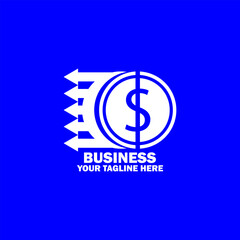 Abstract Initial Logo. White color isolated on Blue Background.  Business Branding Logos. Flat Vector Logo Design Template Element icon.