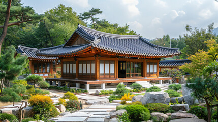 Fototapeta na wymiar Traditional Korean architecture ancient style South KoreaTop Travel landmark in Seoul Korea