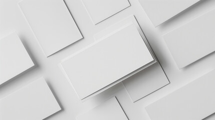 pattern of several stacks of white paper or cardstock, arranged in a staggered format on a white background, creating a clean and organized appearance.