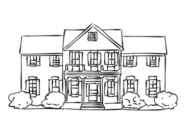 vector sketch of american brick  house