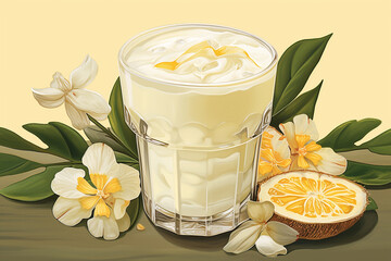 Obraz na płótnie Canvas illustration of jackfruit yoghurt drink
