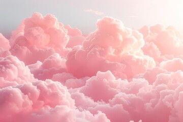Fototapeta premium Dreamy pink clouds floating in a soft sky Evoking a sense of calm and wonder with a cotton candy-like texture