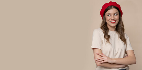 Beautiful young woman with red beret.