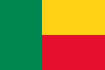 Close-up of green, yellow and red national flag of African country of Benin. Illustration made February 20th, 2024, Zurich, Switzerland.