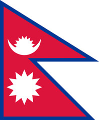 Fototapeta premium Close-up of red, blue and white national flag of Asian country of Nepal. Illustration made February 20th, 2024, Zurich, Switzerland.