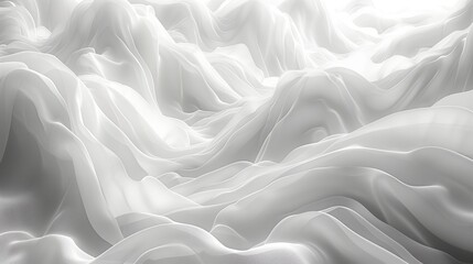 abstract monochrome landscape of flowing fabric textures in white