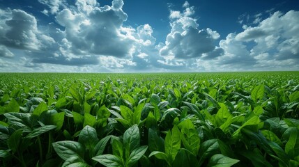 Organic fresh spinach field