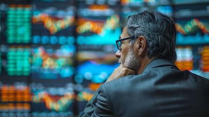 Business finance investment, Amidst the chaos of trading floors, financial analysts decipher data and trends, guiding investors through the volatile markets - obrazy, fototapety, plakaty