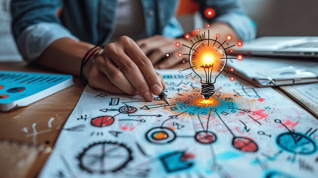 Business finance investment, Amidst the buzz of a startup incubator, entrepreneurs pitch their innovative ideas to eager investors