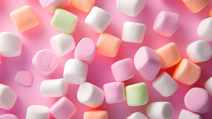 Colorful marshmallows, marshmallows copy space