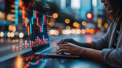 Business finance investment, Amidst the volatility of cryptocurrency markets, traders navigate the digital landscape seeking lucrative opportunities - obrazy, fototapety, plakaty