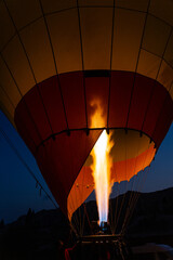 Cappadocia/Turkey - September 16 2017: Flame to fill with hot air a balloon