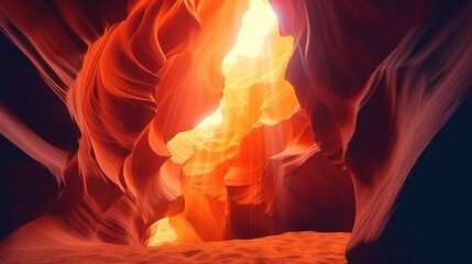 Picturesque shapeless colorful art of natural landscapes in Lower Antelope Canyon in Page Arizona with bright sandstones stacked in flaky fire waves