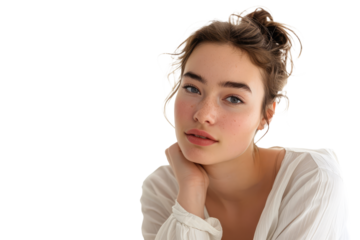 woman in a relaxed yet confident pose, showcasing her easygoing demeanor and approachability