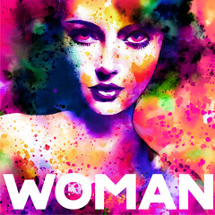 Colorful watercolor woman style