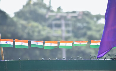 A picture of paper made Indian National flag used as decorative material.