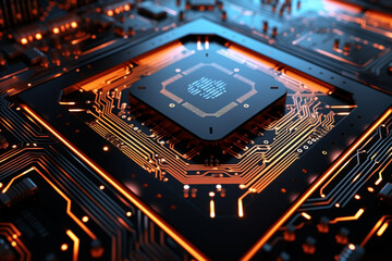 close up Artificial Intelligence technology brain for backgrounds. Artificial Neural Networks CPU circuit board 