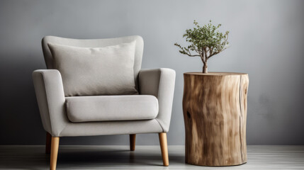 Contemporary Chair and Natural Wood Decor