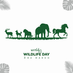 World Animal Day | poster, post,  with graphic animals on Nature Love Animal, silhouettes, icon, vector, set. of | happy, wild, animals, Day, Poster, social media post | international. Animal Day | 