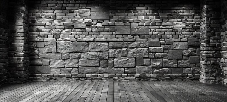 brick wall and floor HD 8K wallpaper Stock Photographic Image